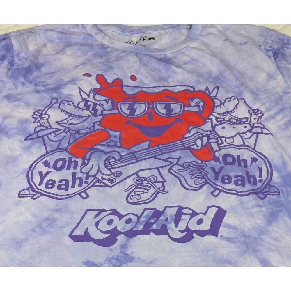 Kool-Aid Man Rock Band Tie Dye Graphic T-Shirt Purple XL Oh Yeah Guitar Crocs